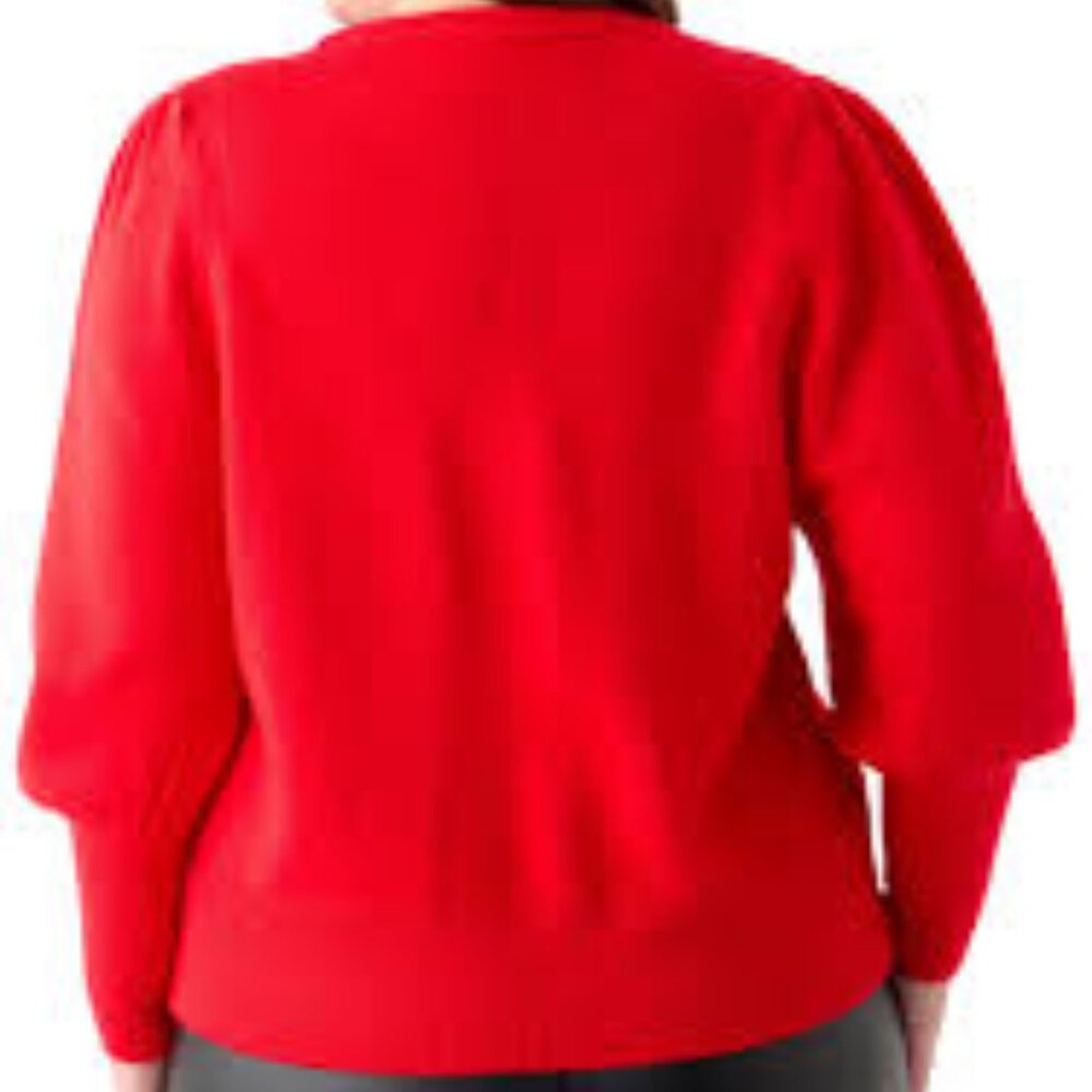 CeCe Rhinestone Bow Detail Cozy Red Sweater Woman's Size Large - Picture 4 of 13